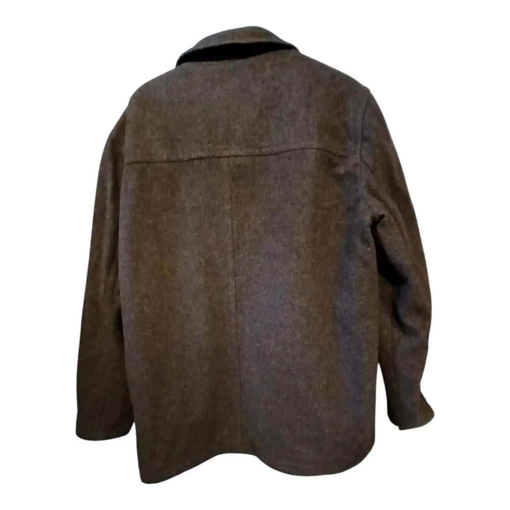 J crew mens wool button up top coat Large